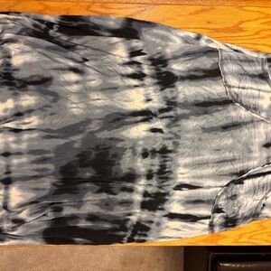 Tie-Dye Black and Gray Boho Midi Skirt
